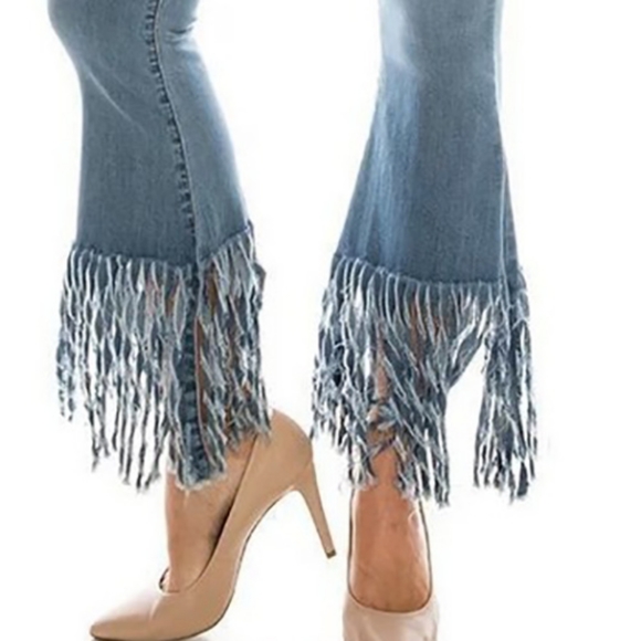 LAST PAIR AVAILABLE- Fringe bell bottom jeans by Daisy - Picture 6 of 15